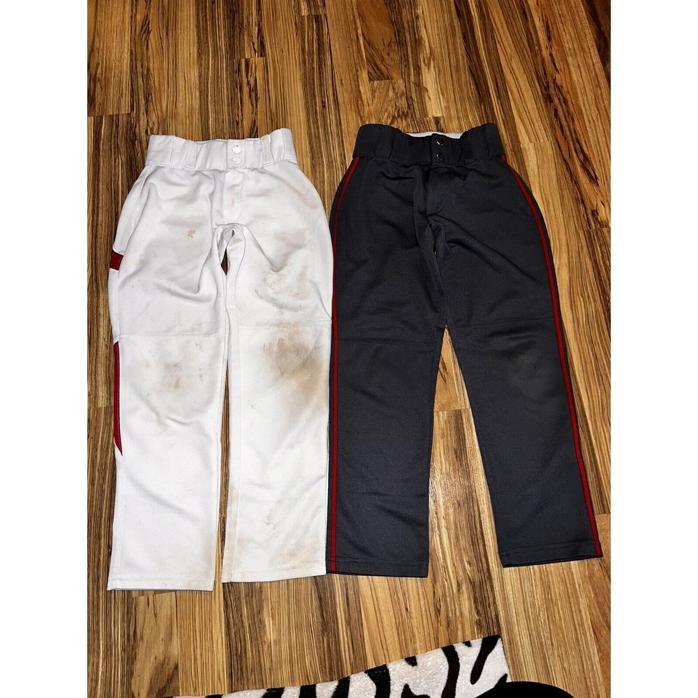 Alleson Athletic Baseball Pants White Gray‎ Youth S Small Has Stains Lot of 2